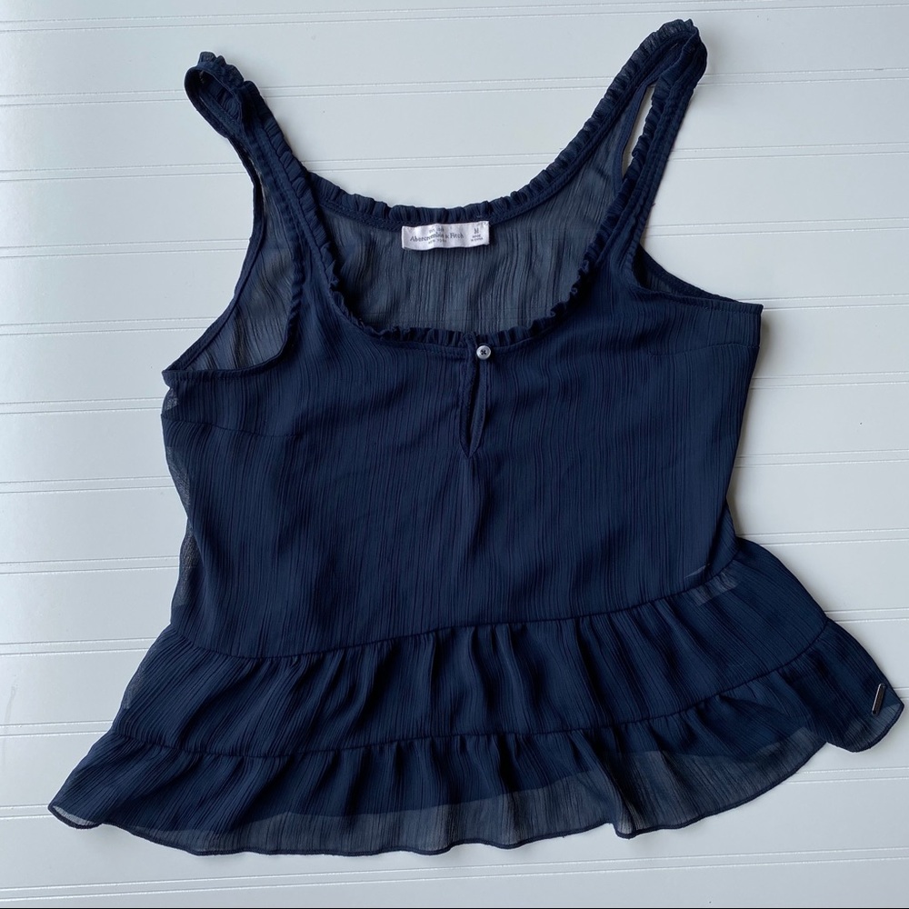 A&F sheer sleeveless top navy lightweight size med